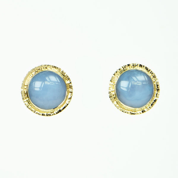 Blue Chalcedony Cabochon Earrings