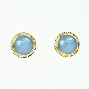 Blue Chalcedony Cabochon Earrings