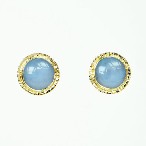 Blue Chalcedony Cabochon Earrings