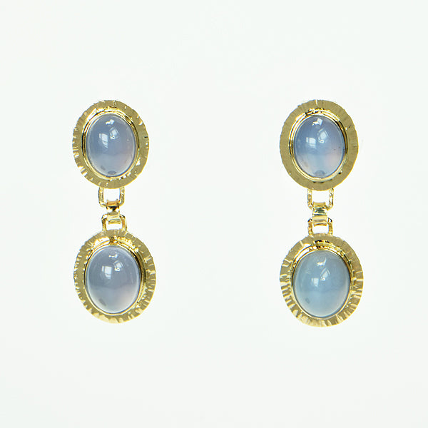 Blue Chalcedony Cabochon Earrings