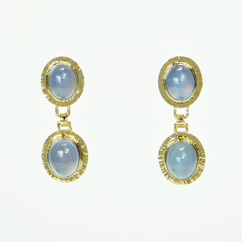 Blue Chalcedony Cabochon Earrings