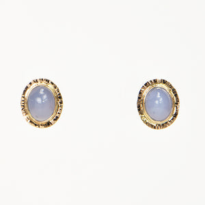 Blue Chalcedony Cabochon Earrings