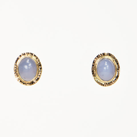 Blue Chalcedony Cabochon Earrings