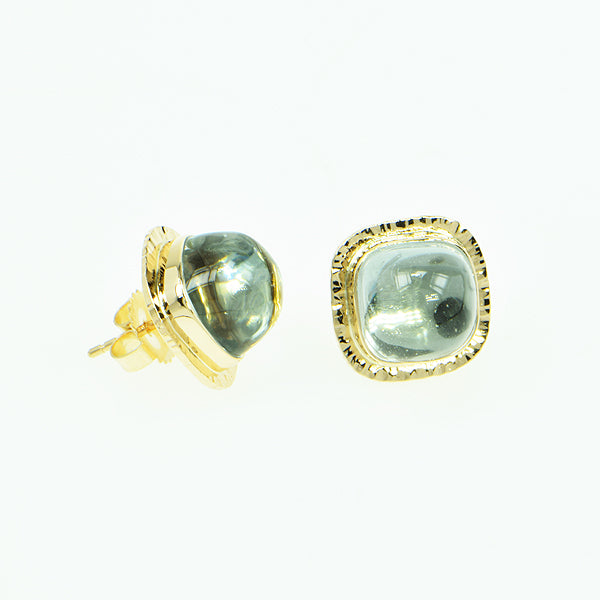 Natural Blue Topaz Cabochon Earrings