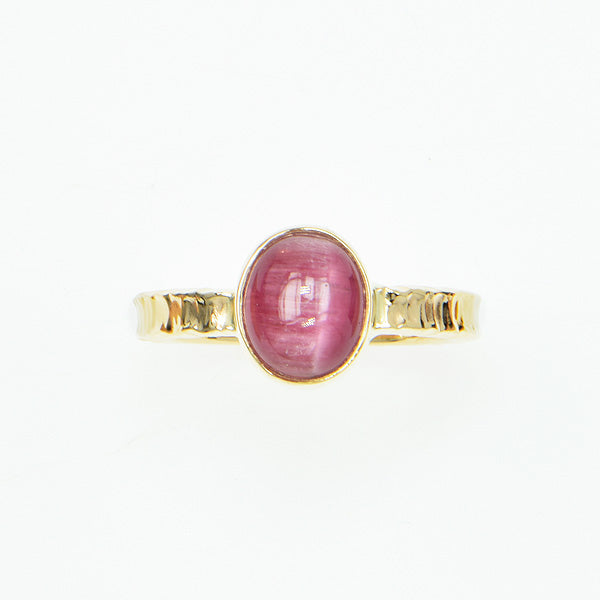 Pink Catseye Tourmaline Cabochon Ring