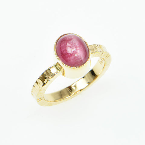 Pink Catseye Tourmaline Cabochon Ring