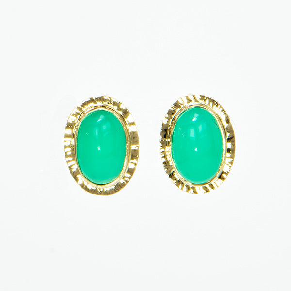 Chrysoprase Cabochon Earrings