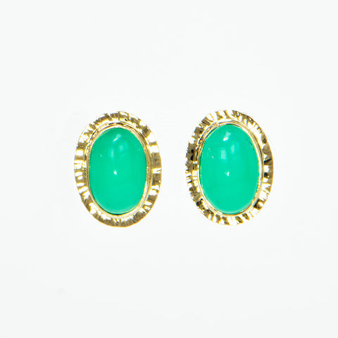 Chrysoprase Cabochon Earrings