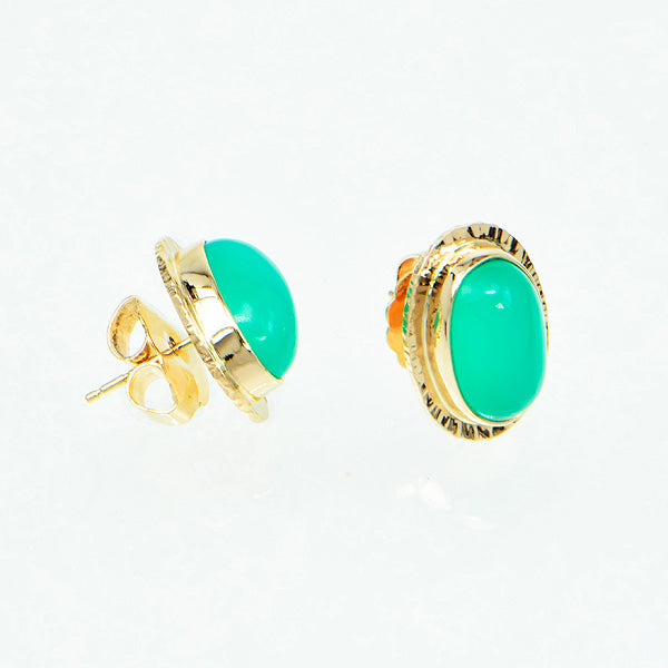 Chrysoprase Cabochon Earrings
