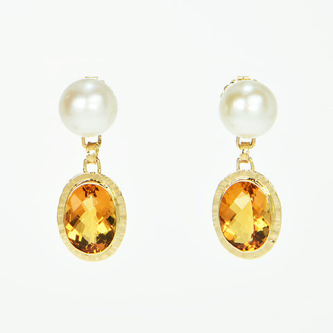 Rio Grande Citrine and Pearl Faceted Earrings