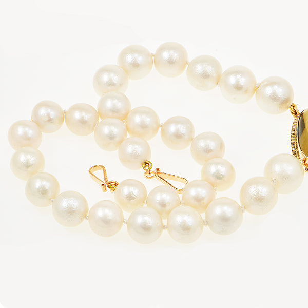 Lemon Citrine Cabochon and Freshwater Pearl Necklace