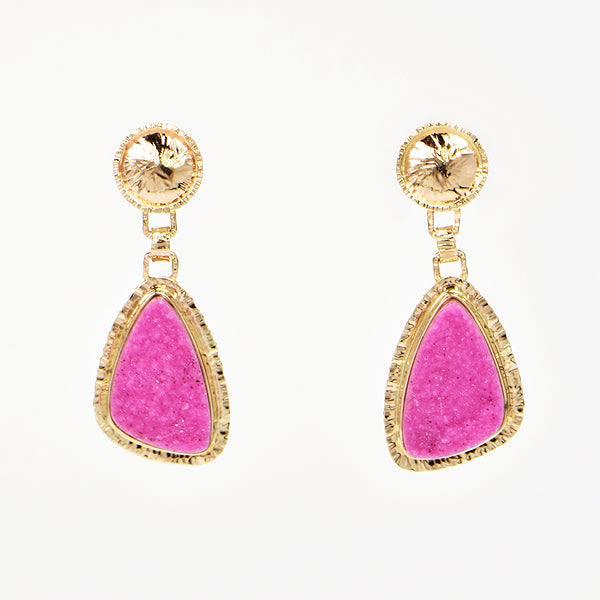 Drusy Cobalt Calcium Cabochon Earrings