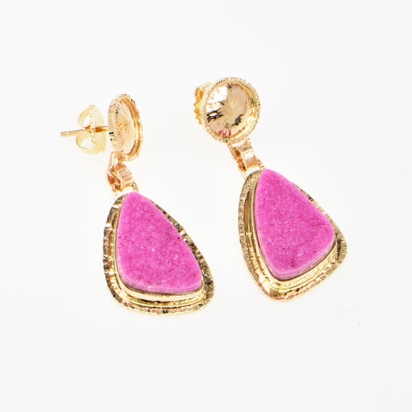 Drusy Cobalt Calcium Cabochon Earrings