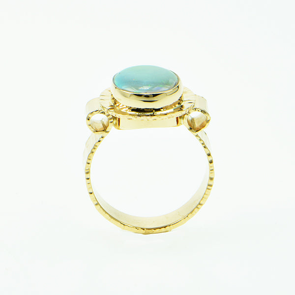 Crystal Flash Opal Cabochon Ring