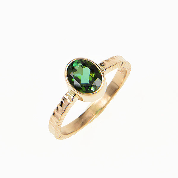 Chrome Green Tourmaline Faceted Ring