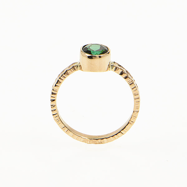Chrome Green Tourmaline Faceted Ring