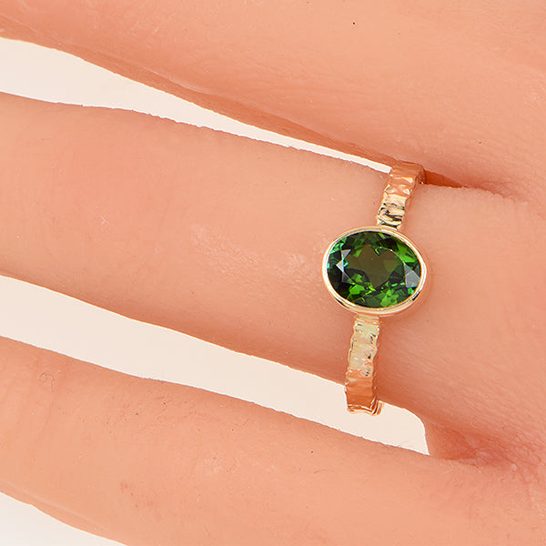 Chrome Green Tourmaline Faceted Ring