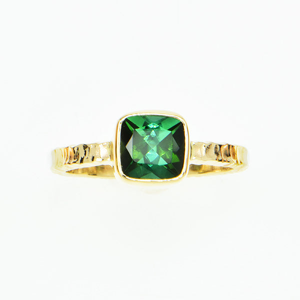 Green Tourmaline Faceted Ring