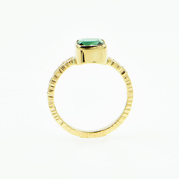 Green Tourmaline Faceted Ring