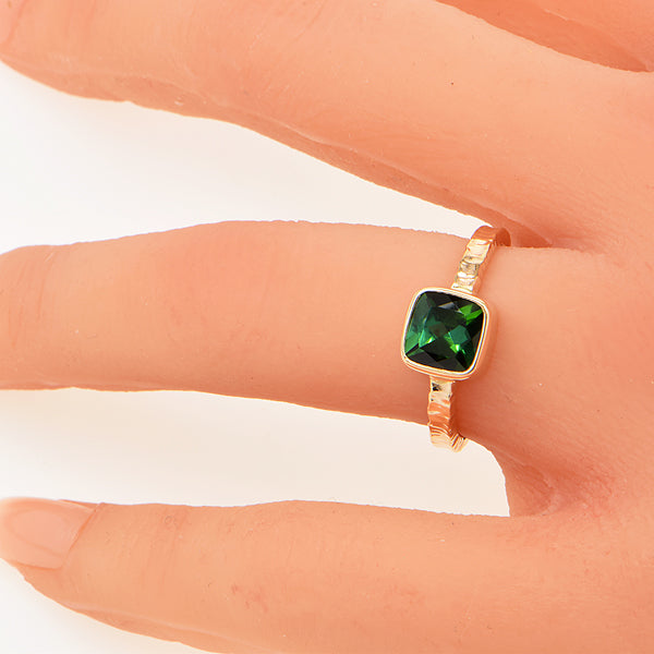 Green Tourmaline Faceted Ring