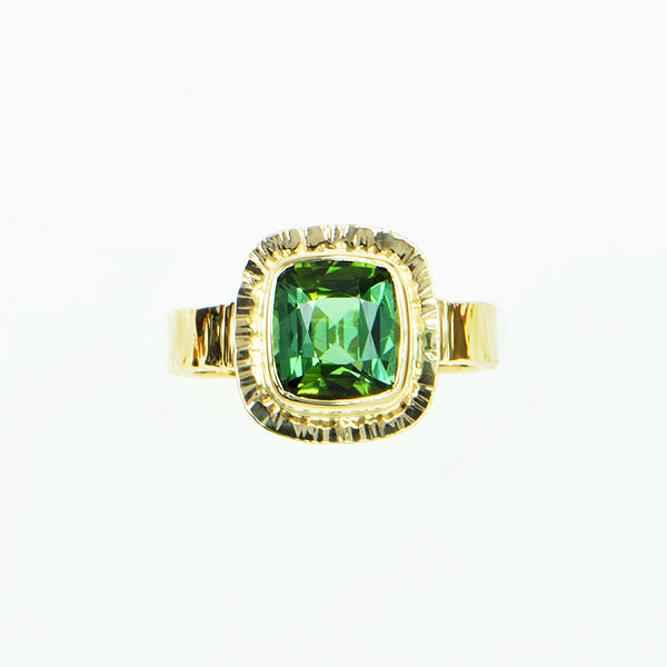 Green Tourmaline Faceted Ring