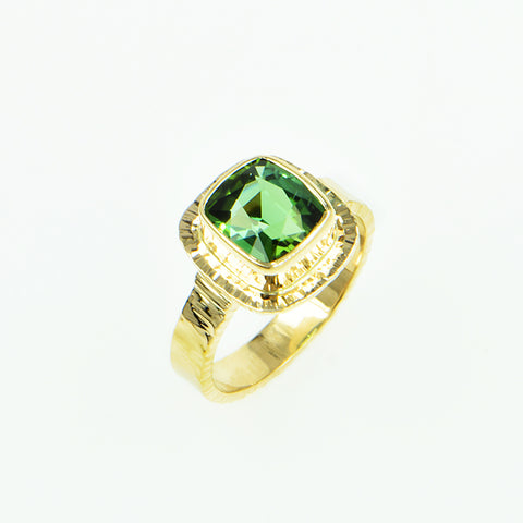 Green Tourmaline Faceted Ring