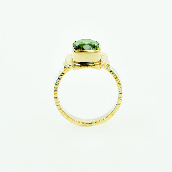 Green Tourmaline Faceted Ring