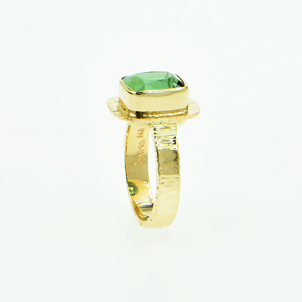 Green Tourmaline Faceted Ring