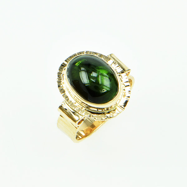 Green Tourmaline Cabochon Ring