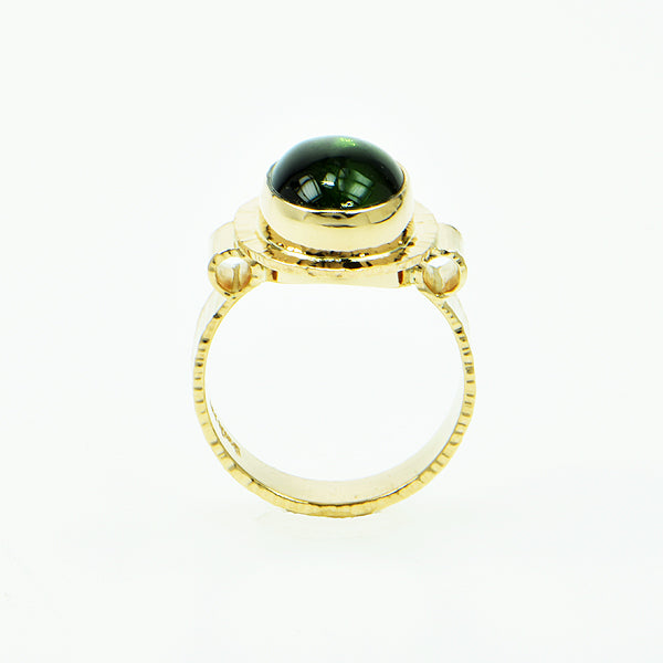 Green Tourmaline Cabochon Ring