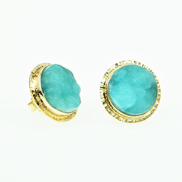 Botryoidal Hemimorphite Cabochon Earrings