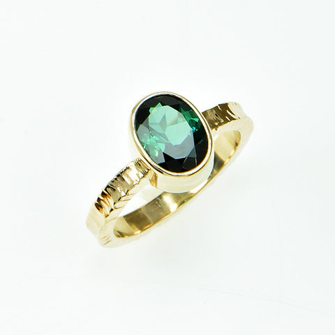 Indicolite Tourmaline Faceted Ring