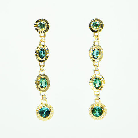 Indicolite Tourmaline Faceted Earrings