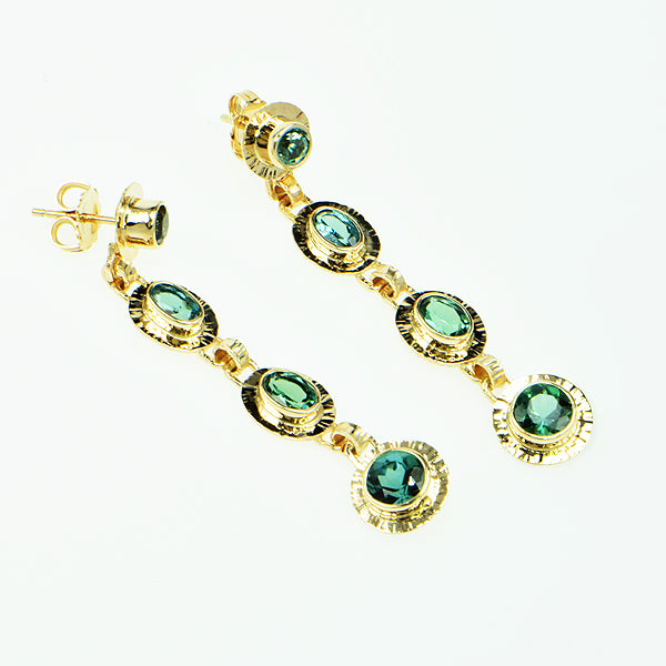 Indicolite Tourmaline Faceted Earrings