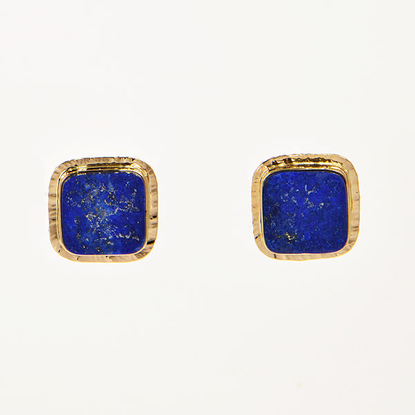 Rough Top Lapis Cabochon Earrings