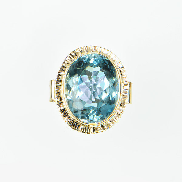 Natural Blue Topaz Faceted Ring