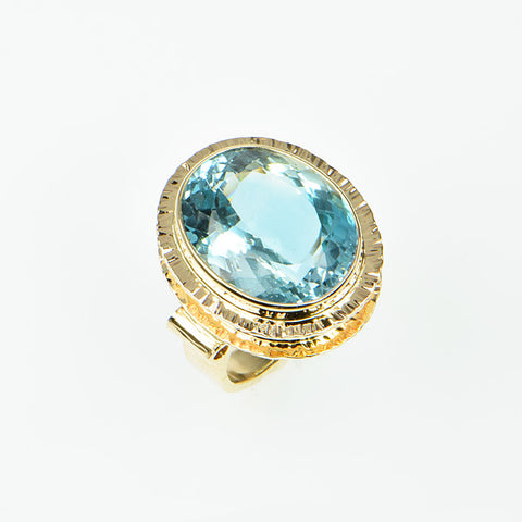 Natural Blue Topaz Faceted Ring