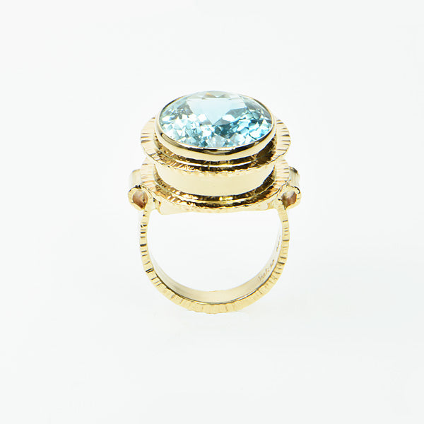 Natural Blue Topaz Faceted Ring