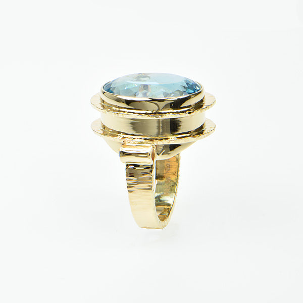 Natural Blue Topaz Faceted Ring