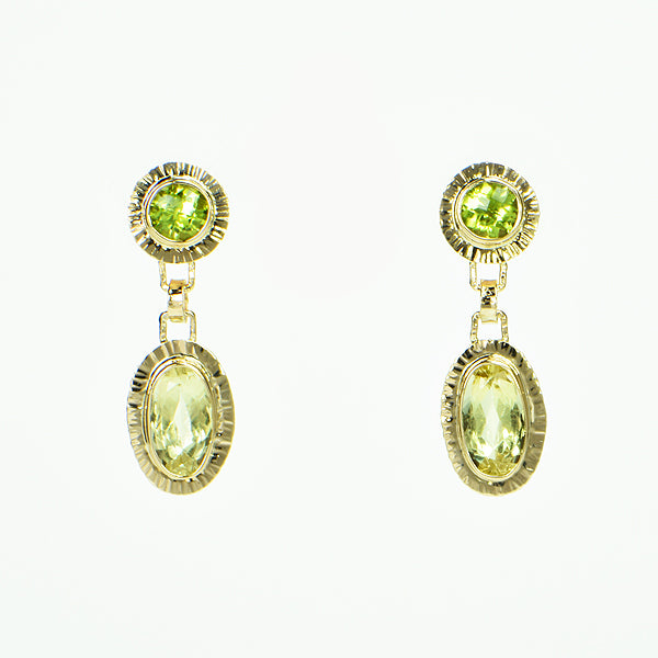 Peridot and Yellow Beryl Faceted Earrings