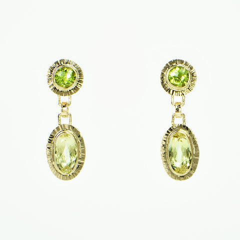 Peridot and Yellow Beryl Faceted Earrings