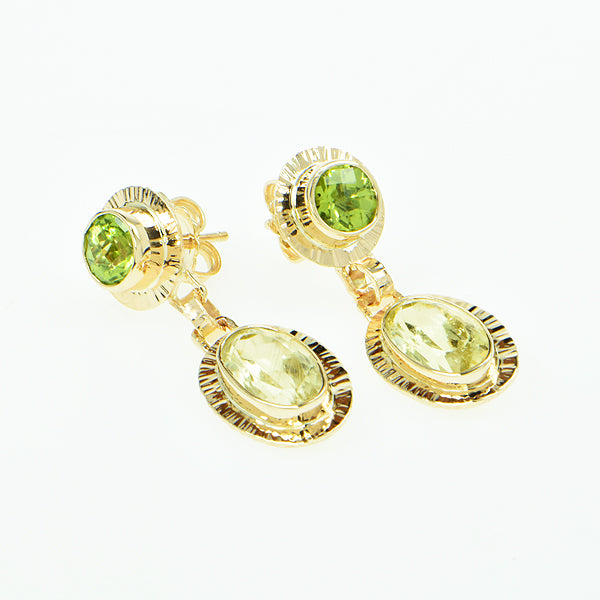 Peridot and Yellow Beryl Faceted Earrings