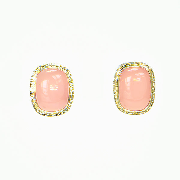 Pink Chalcedony Cabochon Earrings