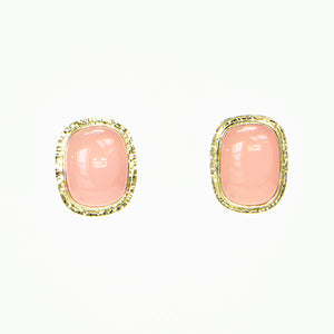 Pink Chalcedony Cabochon Earrings