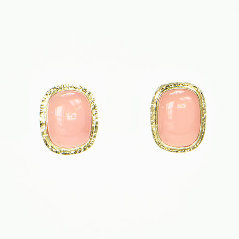 Pink Chalcedony Cabochon Earrings