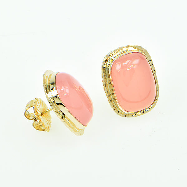 Pink Chalcedony Cabochon Earrings