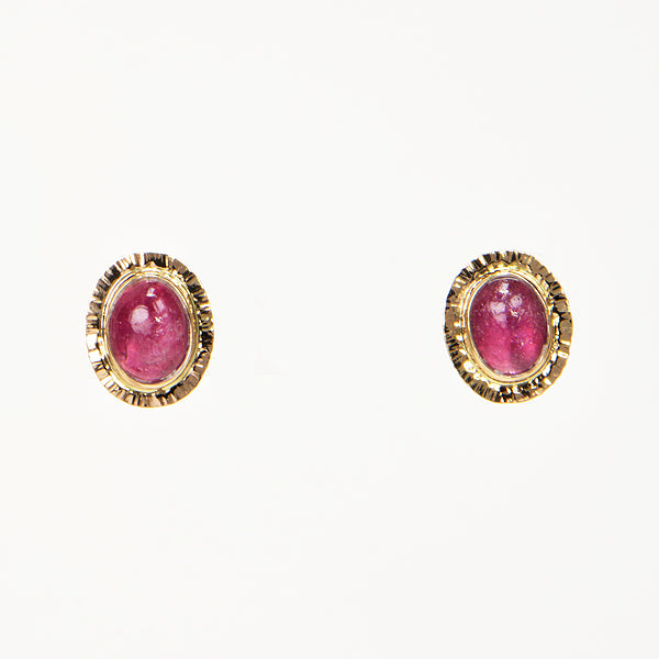 Pink Tourmaline Cabochon Earrings