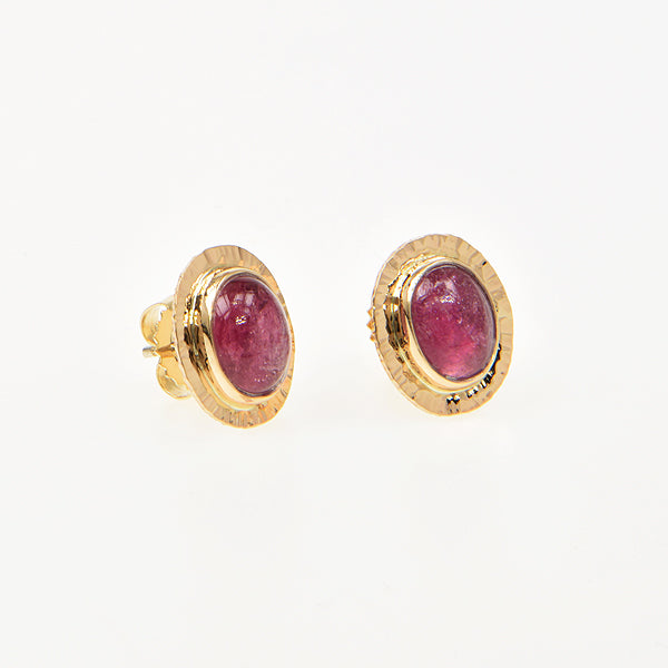 Pink Tourmaline Cabochon Earrings