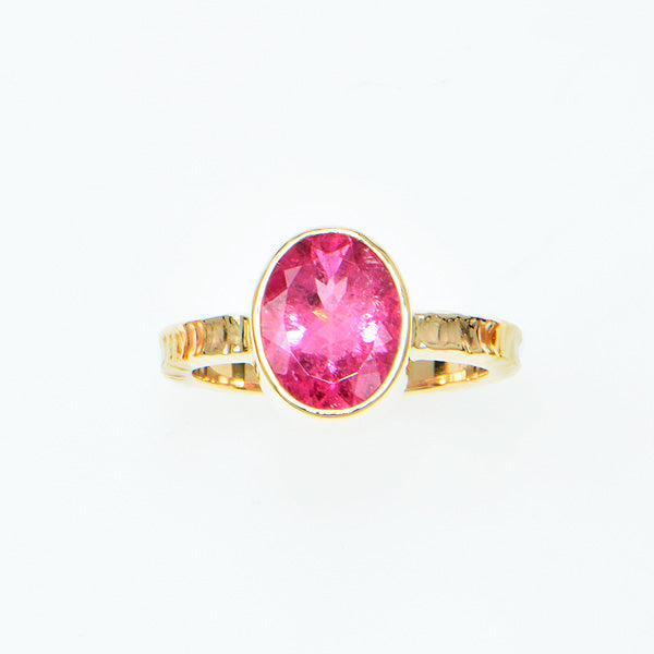 Pink Tourmaline Faceted Ring