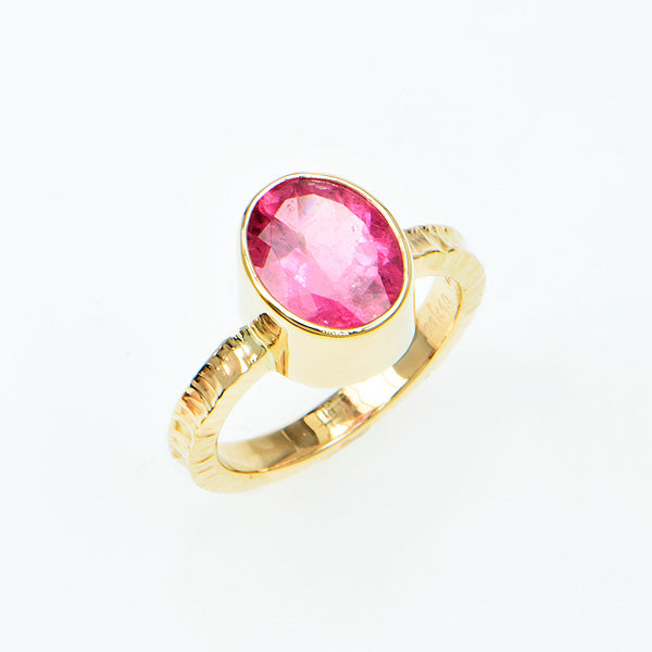 Pink Tourmaline Faceted Ring